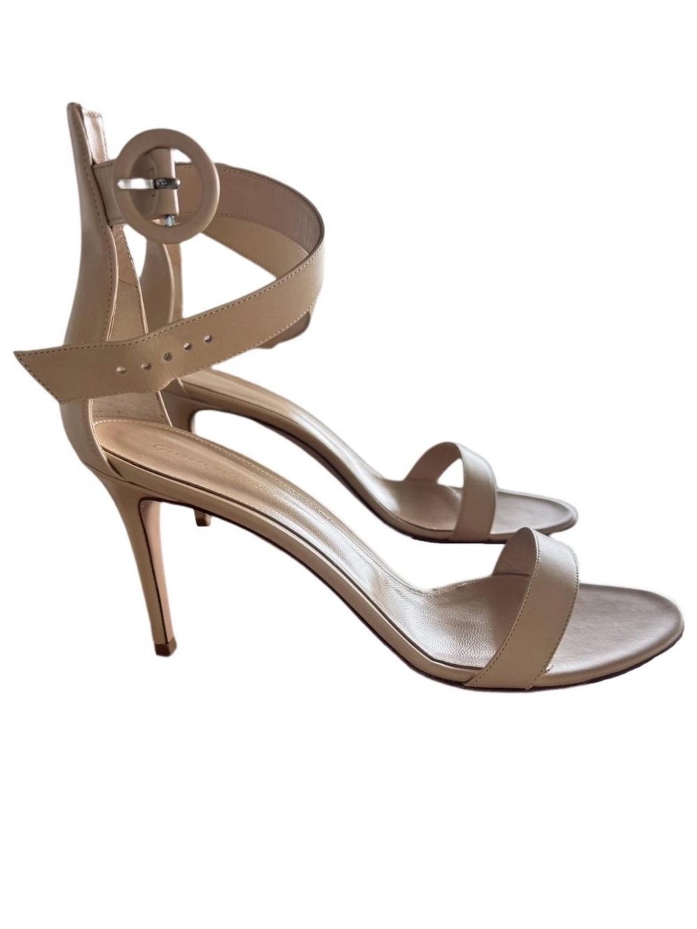Gianvito Rossi Beige Leather Ankle-Strap Stiletto Sandals